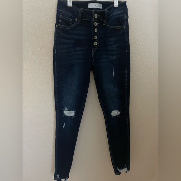 KanCan Norah High Rise Ankle Skinny Dark Distressed Jeans size 5/26 - Picture 9 of 11